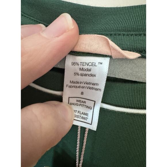 Eberjey Kids TENCEL Modal Unisex Long PJ Set Forest Green Size 8 NWT NEW $72 - Picture 7 of 10